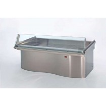 BANCO PESCE REFRIGERATO IN ACCIAIO INOX 316 E VETRO DRITTO L2100 x P1180 x  1093h mm